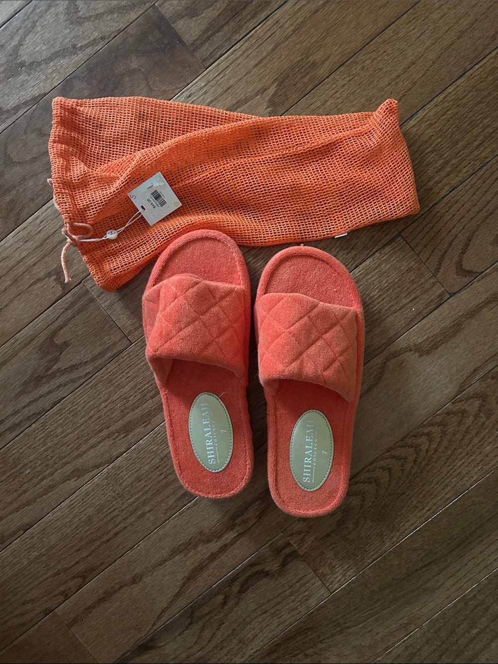 SHIRALEAH Quilted Slide Slippers in Bright Orange
